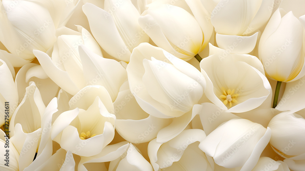 Field of White Tulips on a Sunny Day - Classic Beauty - White Flowers Field of White Tulips on a Sunny Day - Classic Beauty - White Flowers