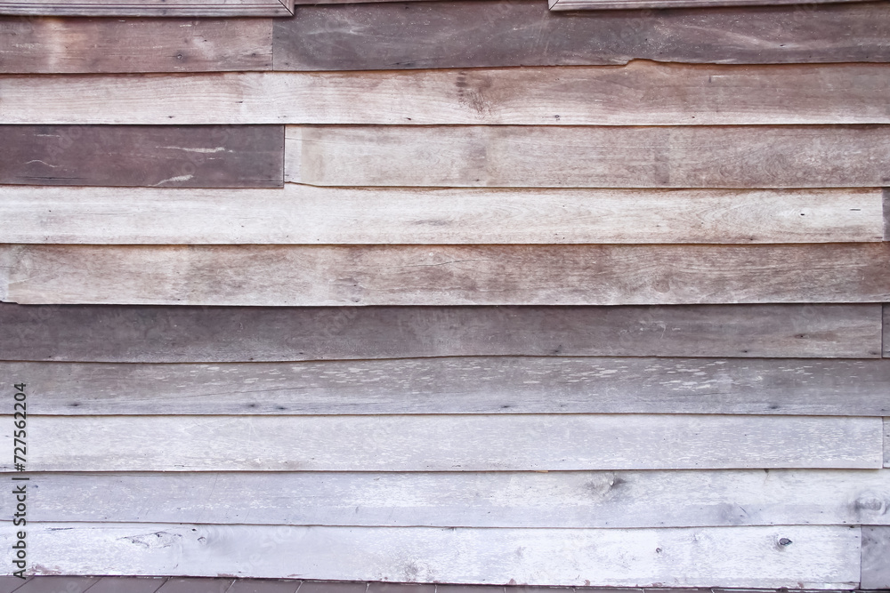 Fototapeta premium Old plank wood wall brown texture in horizontal old background