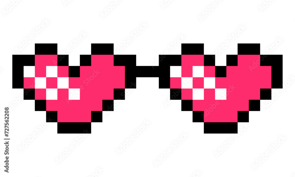Pixel art valentine sunglasses, transparent background png and vector file Pixel art valentine sunglasses, transparent background png and vector file