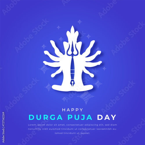 Happy Durga Puja Day Paper cut style Vector Design Illustration for Background, Poster, Banner, Advertising, Greeting Card