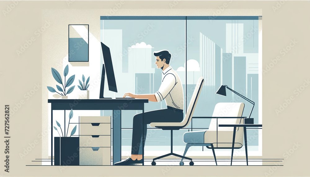 Fototapeta premium おしゃれな家で作業する男性 A man working in a stylish house