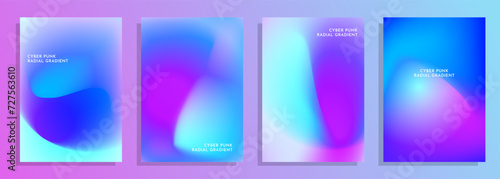 set of abstract cyberpunk mesh radial cover poster background design.