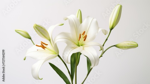 Lilies in bloom on a white background © tydeline