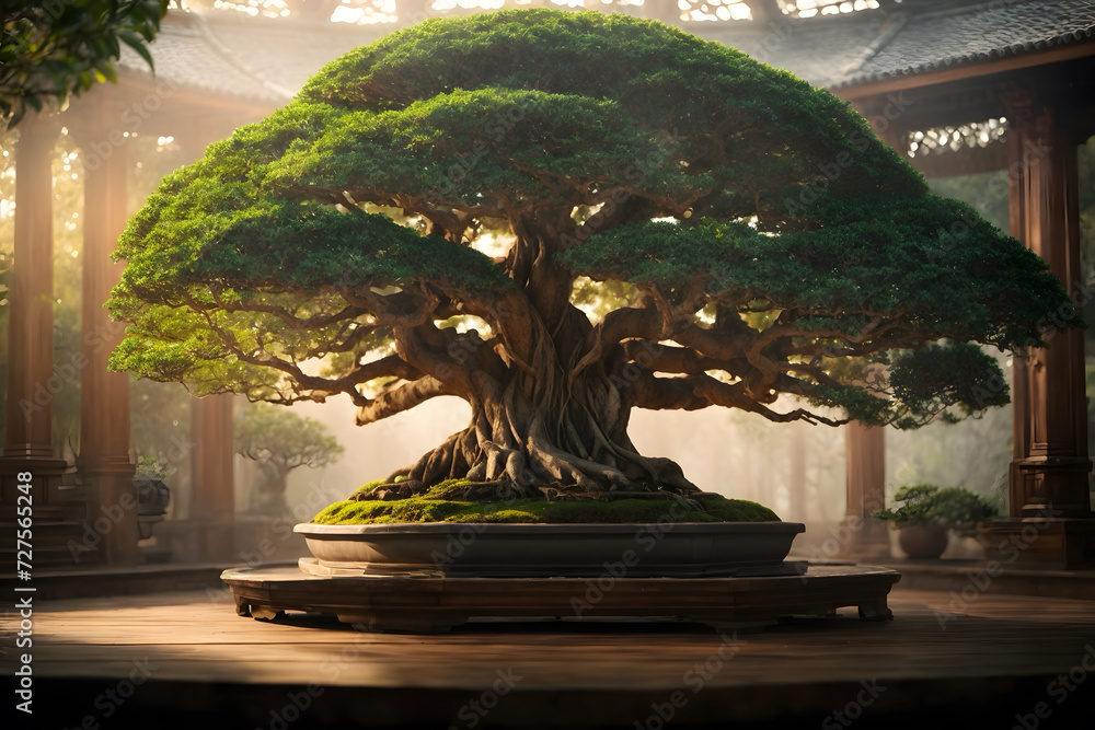 A beautifully grown bonsai banyan tree A beautifully grown bonsai banyan tree