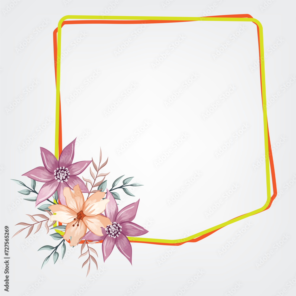 Obraz premium Decorative Floral Foliage Ornament for Wedding Invitation