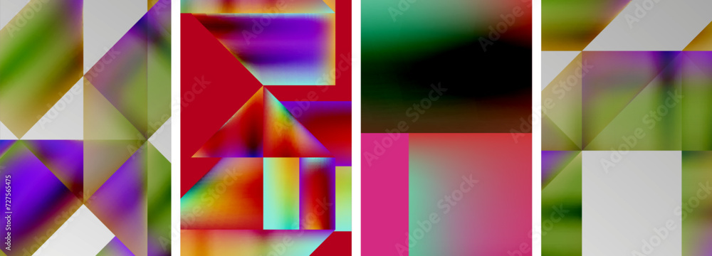 Set of abstract geometric posters. Abstract backgrounds for wallpaper, business card, cover, poster, banner, brochure, header, website