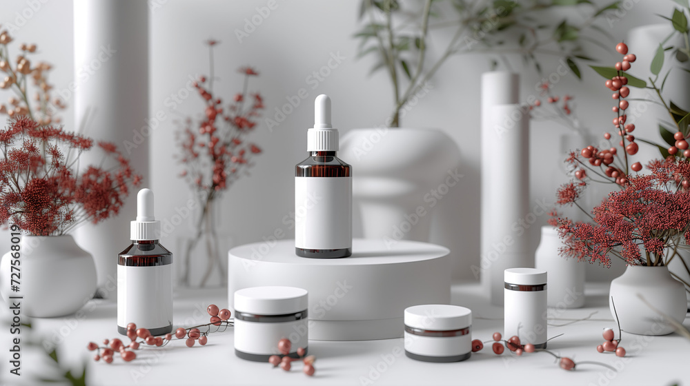 Cosmetic set package serum and serum box isolated on white background. Blank white packing.
Cosmetic set package serum and serum box isolated on white background. Blank white packing.