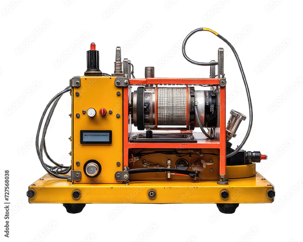 Yellow Seismic survey equipment isolated on white background. Yellow Seismic survey equipment isolated on white background.