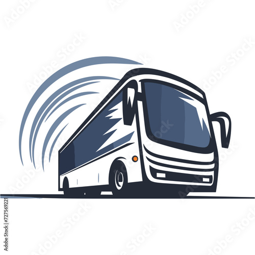 a logo design of a bus as seen from an angle black and white vector © RABBI