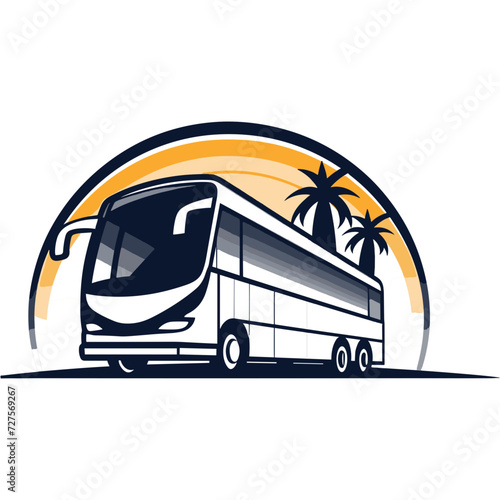 a logo design of a bus as seen from an angle black and white vector © RABBI