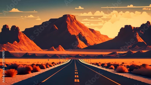 Empty road with beautiful view abstract background. Travel vacation concept. Generative ai.	