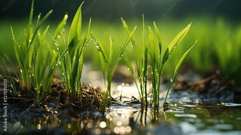 Obraz premium Rice plants ready for planting in rice fields