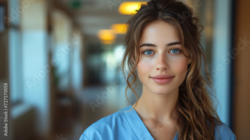 beautiful young nurse isolated on hospital background