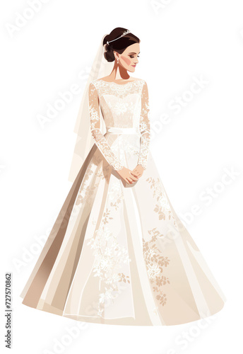 illustration of a wedding bride isolated on transparent background