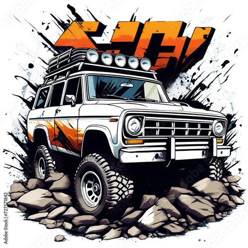 off-road car illustration for t-shirt images photo