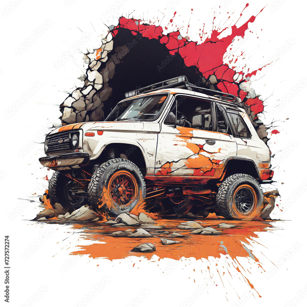 Fototapeta premium off-road car illustration for t-shirt images