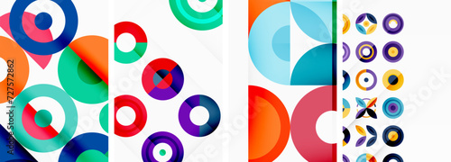 Circles and rings geometric backgrounds. Posters for wallpaper, business card, cover, poster, banner, brochure, header, website