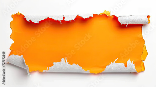  orange paper on white background torn edges design template