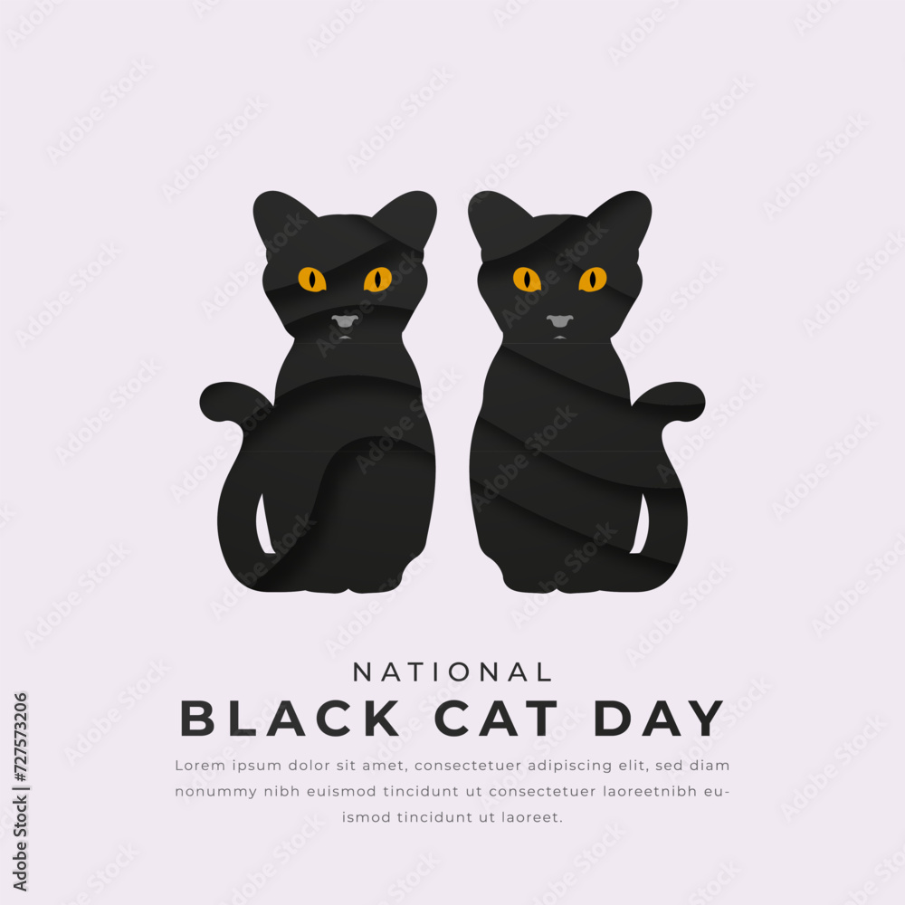 National Black Cat Day Paper cut style Vector Design Illustration for Background, Poster, Banner, Advertising, Greeting Card National Black Cat Day Paper cut style Vector Design Illustration for Background, Poster, Banner, Advertising, Greeting Card