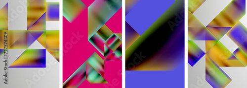 Set of abstract geometric posters. Abstract backgrounds for wallpaper, business card, cover, poster, banner, brochure, header, website