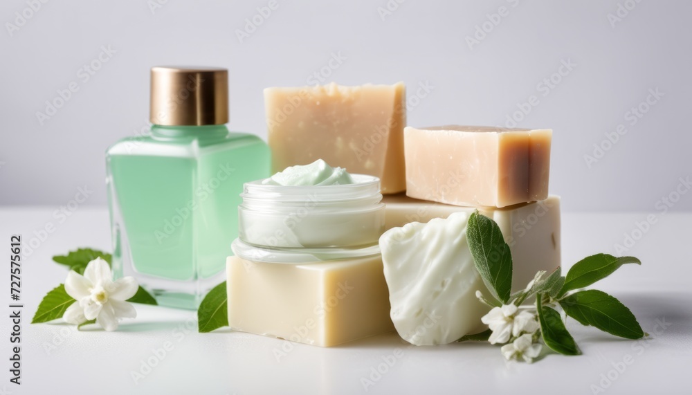 A collection of soap, lotion, and perfume A collection of soap, lotion, and perfume