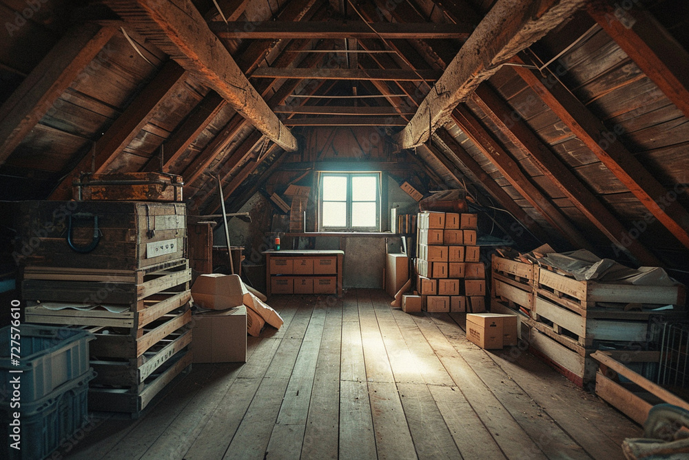 old wooden attic room