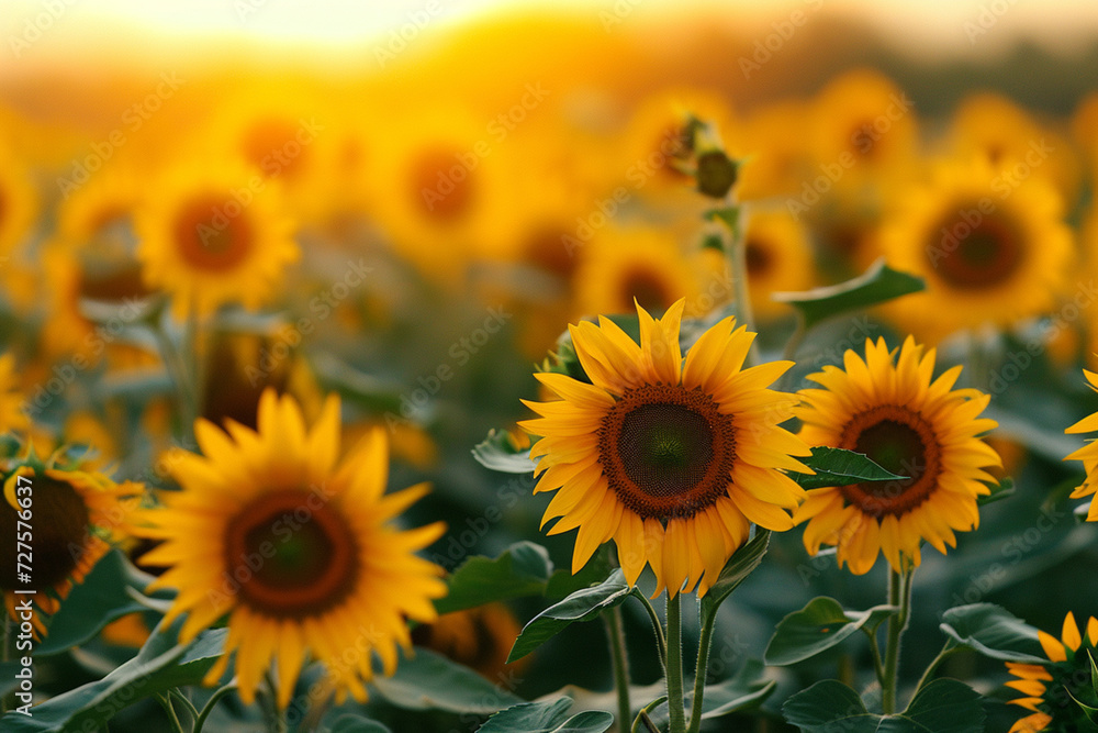 sunflower field bokeh style background