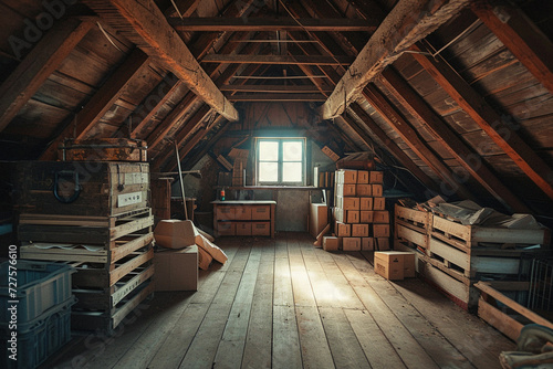 old wooden attic room