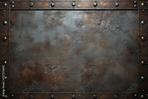 Close up of metal plate with rivets, suitable for industrial or construction concepts in design, manufacturing, or engineering visuals.. old rusty metal background