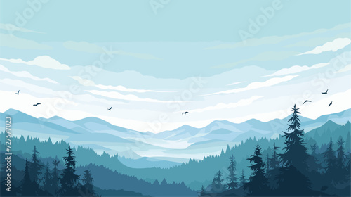 Abstract vector scene featuring the view from soaring above a vast forest  capturing life's patterns from a bird's-eye perspective  creating a visually dynamic and meaningful composition that immerses photo