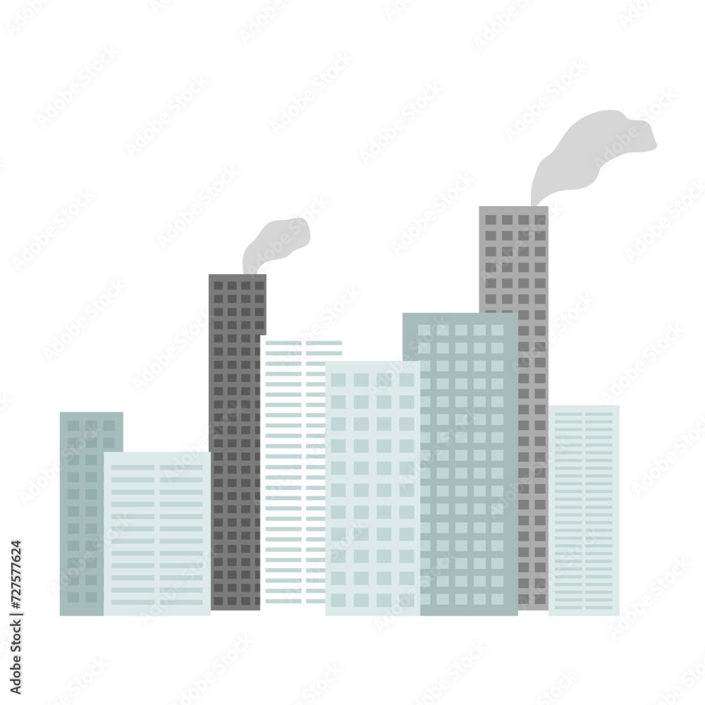 Polution in Industry City Illustration