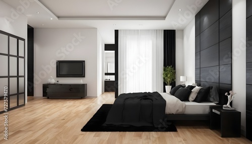 beautiful elegant white and black decor in bedroom