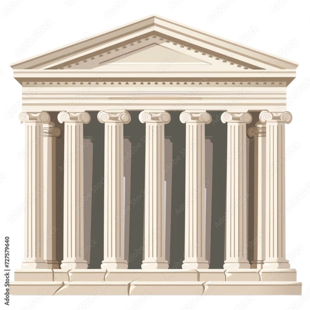 Classical temple architecture icon, with a transparent background for historical designs