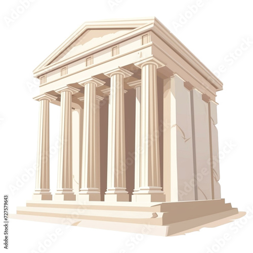 Classical temple architecture icon, with a transparent background for historical designs