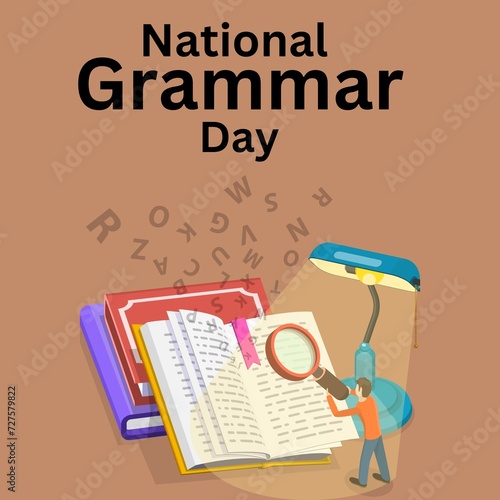 National Grammar Day is celebrated every year on 4 March.Poster, banner, card, background