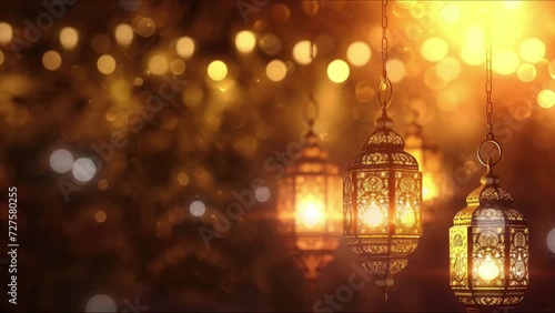 Ramadan Kareem Background with Islamic Ornament Lantern photo