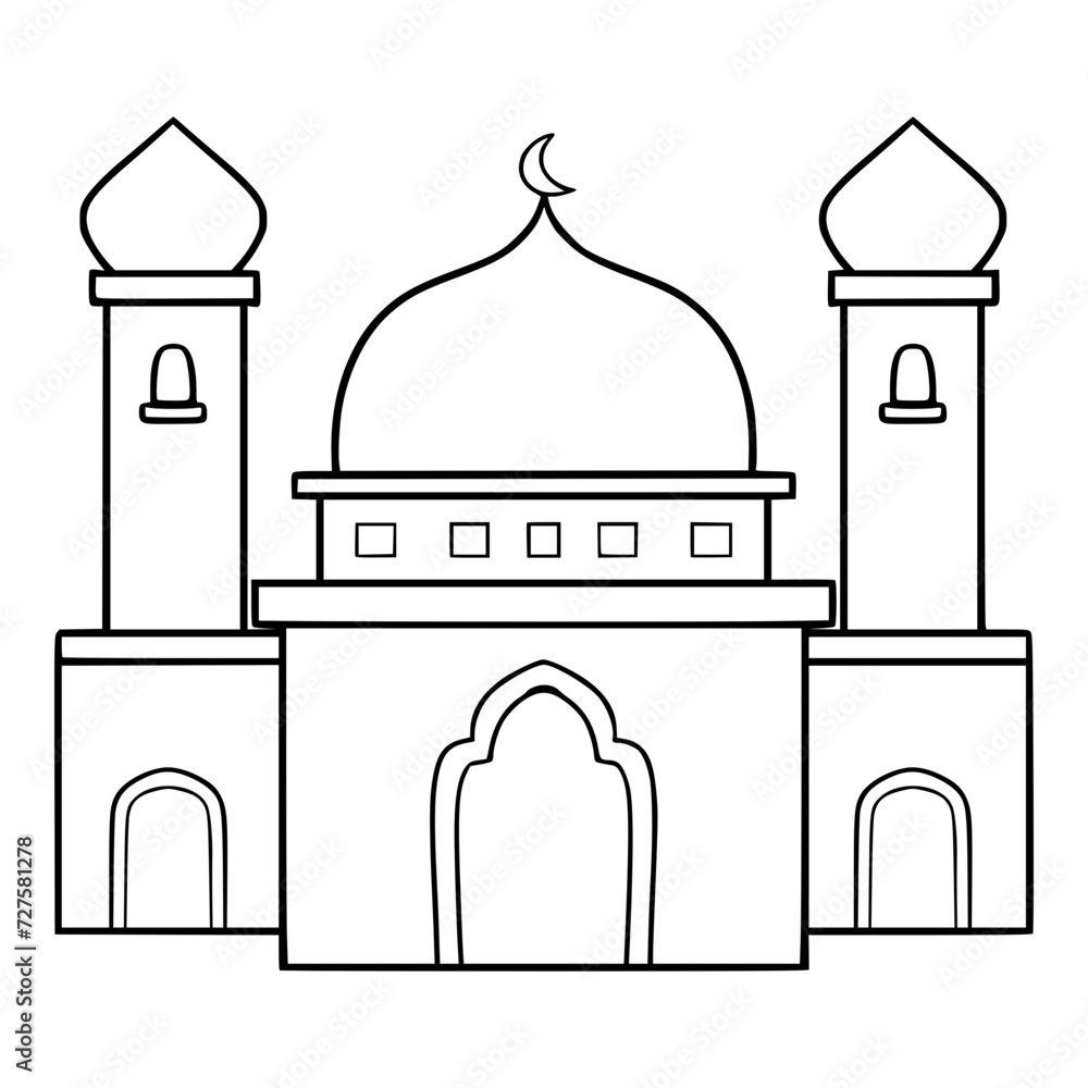 mosque illustration outline isolated vector mosque illustration outline isolated vector