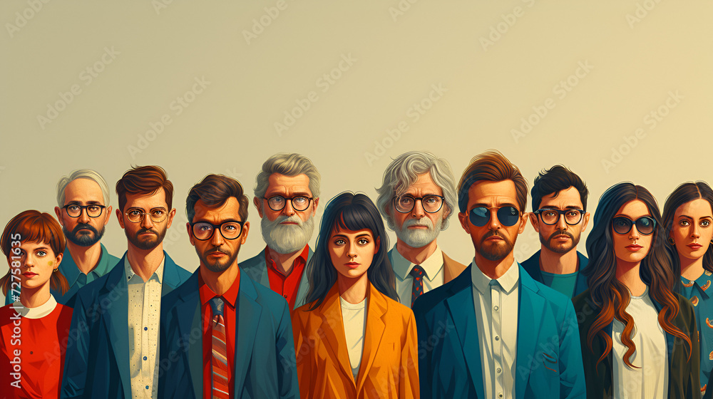 Eccentric and Quirky people posing in winter attire - vintage style illustration - stylish fashion - sunglasses - quirky charm - vintage cool Eccentric and Quirky people posing in winter attire - vintage style illustration - stylish fashion - sunglasses - quirky charm - vintage cool