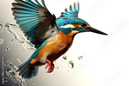 Captivating Mid-Air Dance: Colorful Kingfisher Isolated on Transparent Background © Monirknn