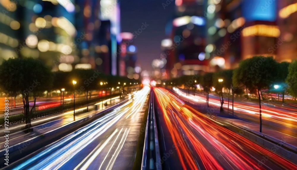 Cityscape Canvas: The Dynamic Nighttime Pulse of Modern Urban Roads