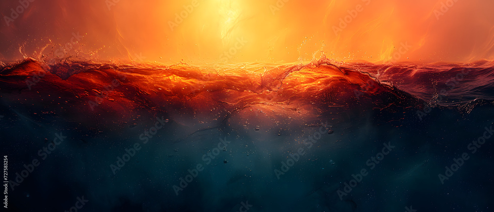 Painting of a Sunset Over a Body of Water
