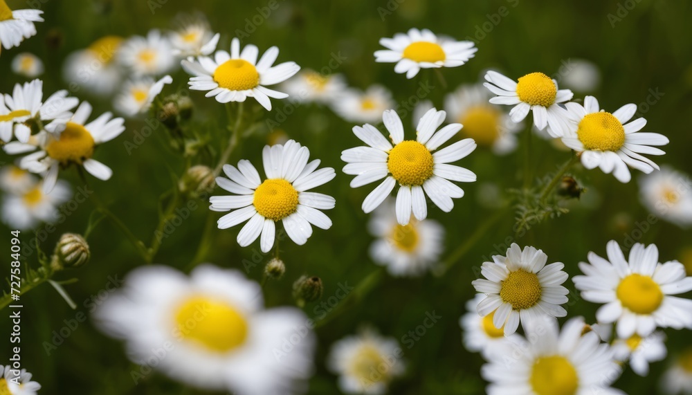 Fototapeta premium A field of white and yellow flowers