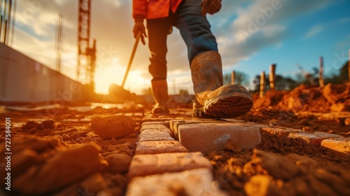 Wallpaper Mural Builder laying bricks at job site Torontodigital.ca