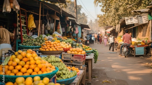 Busy roadside fruit market