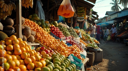 Busy roadside fruit market © Jeerawut