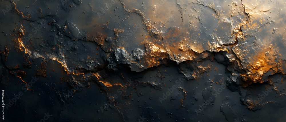 Close-up of Black Surface With Gold Paint Close-up of Black Surface With Gold Paint