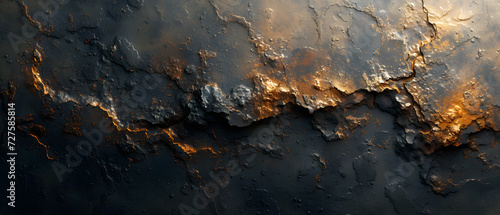 Close-up of Black Surface With Gold Paint