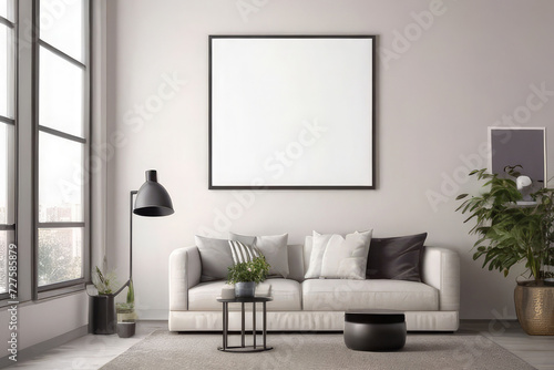 Framed Poster Mockup Art Showcase  Template Interior Render for Artistic Display.