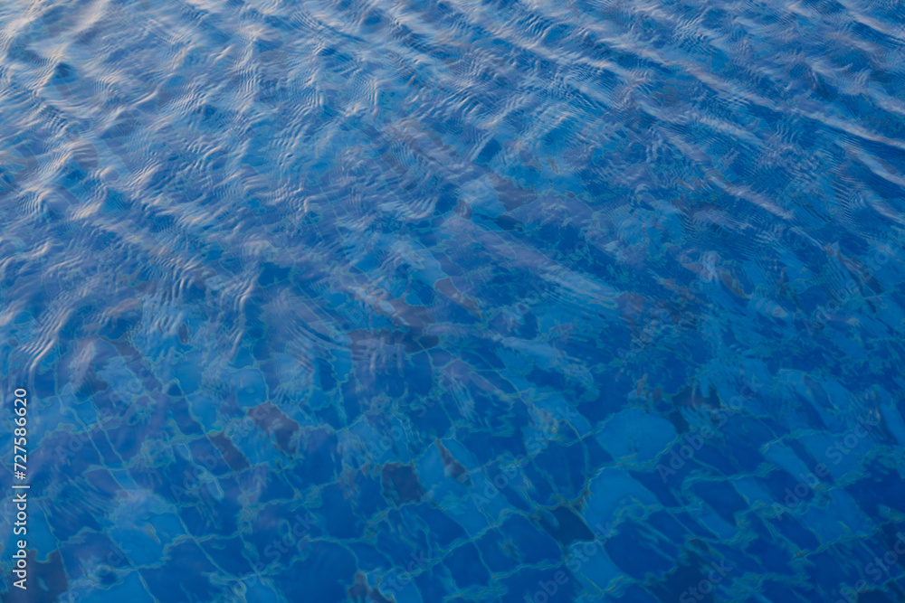 Water surface with waves on water surface wave effect You can see the blue square tiles at the bottom of the pool. Water surface with waves on water surface wave effect You can see the blue square tiles at the bottom of the pool.