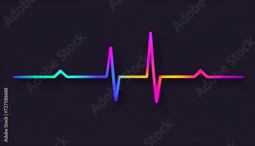 A rainbow colored heartbeat on a black background